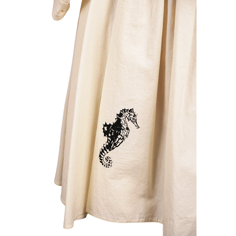 sz 42 NEW $3150 PRADA Ecru Cotton Chambray NAUTICAL MERMAID OCTOPUS Shirt DRESS