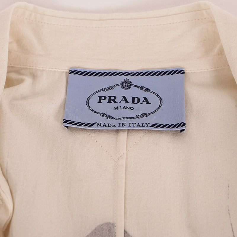 sz 42 NEW $3150 PRADA Ecru Cotton Chambray NAUTICAL MERMAID OCTOPUS Shirt DRESS