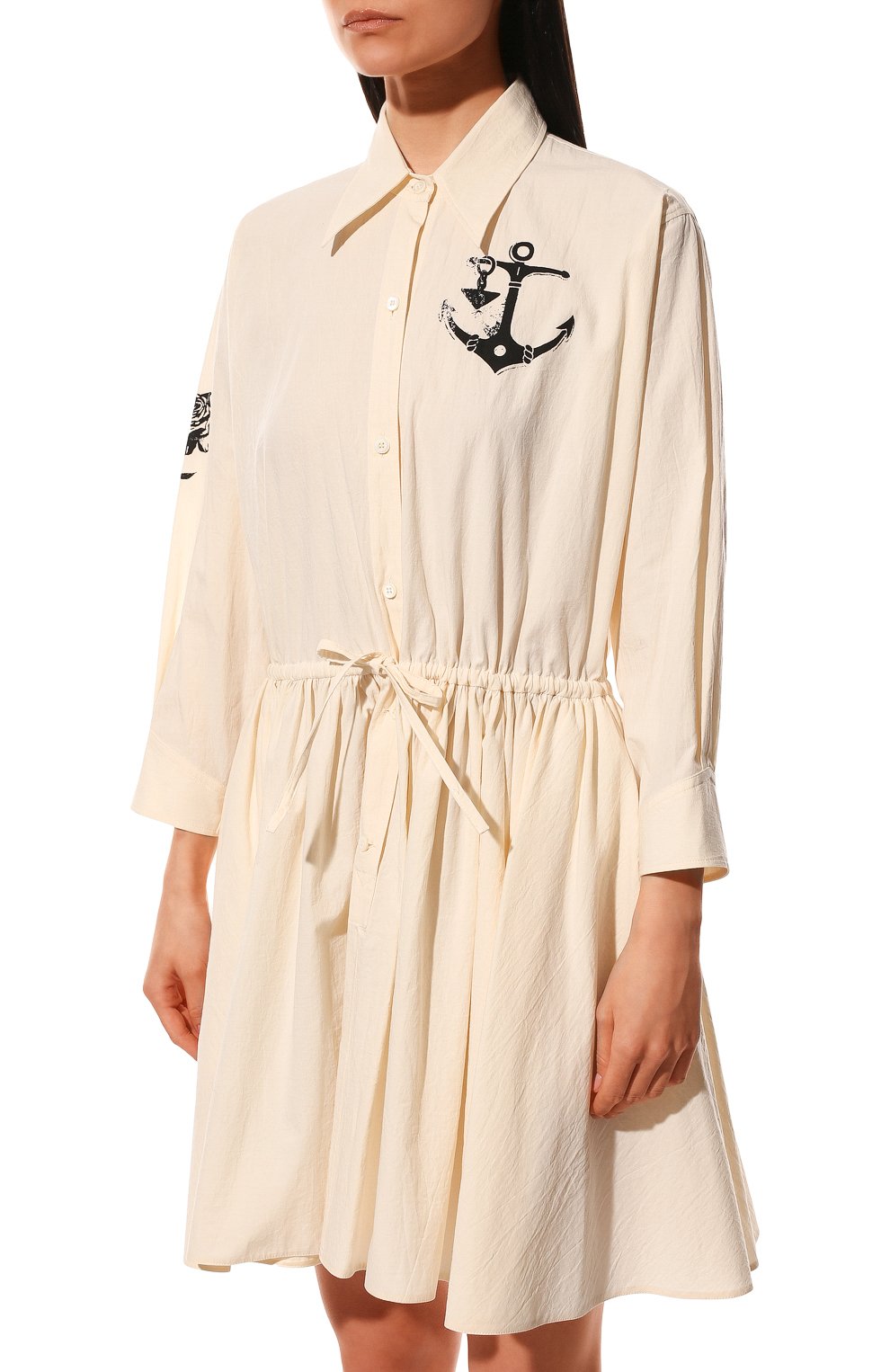 sz 42 NEW $3150 PRADA Ecru Cotton Chambray NAUTICAL MERMAID OCTOPUS Shirt DRESS