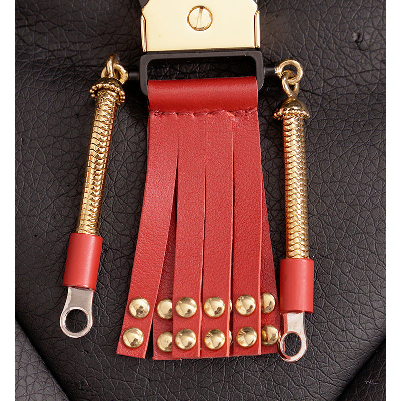 NEW $650 PRADA Red Leather & Metal ROBOT Buckle Clip Bag FOB KEY CHAIN RING NIB