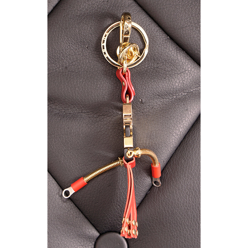 NEW $650 PRADA Red Leather & Metal ROBOT Buckle Clip Bag FOB KEY CHAIN RING NIB