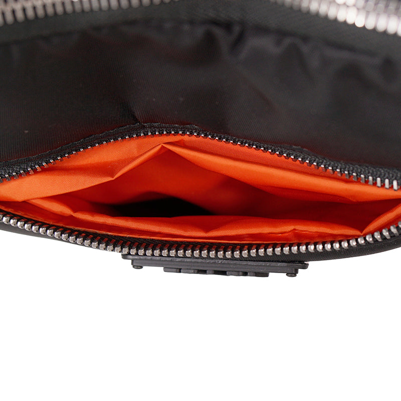 NEW $750 PRADA MEN Black Nylon SPORTY ORANGE Leather PADDED TECH Travel BAG NWT