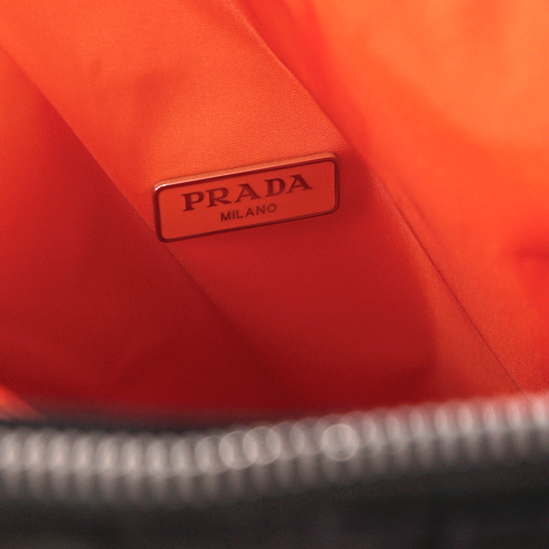 NEW $750 PRADA MEN Black Nylon SPORTY ORANGE Leather PADDED TECH Travel BAG NWT