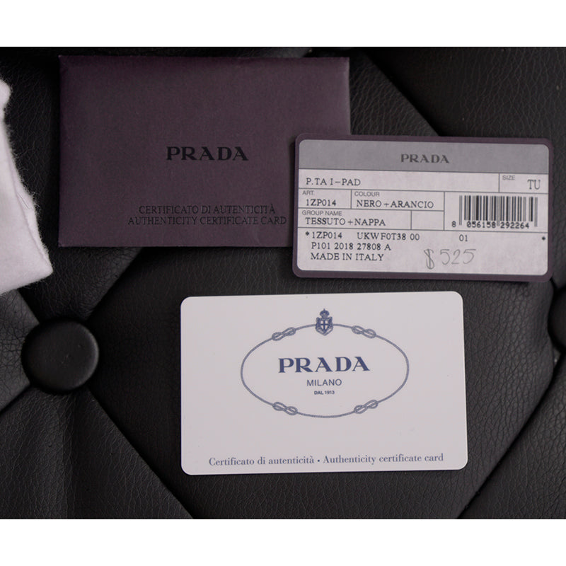NEW $750 PRADA MEN Black Nylon SPORTY ORANGE Leather PADDED TECH Travel BAG NWT