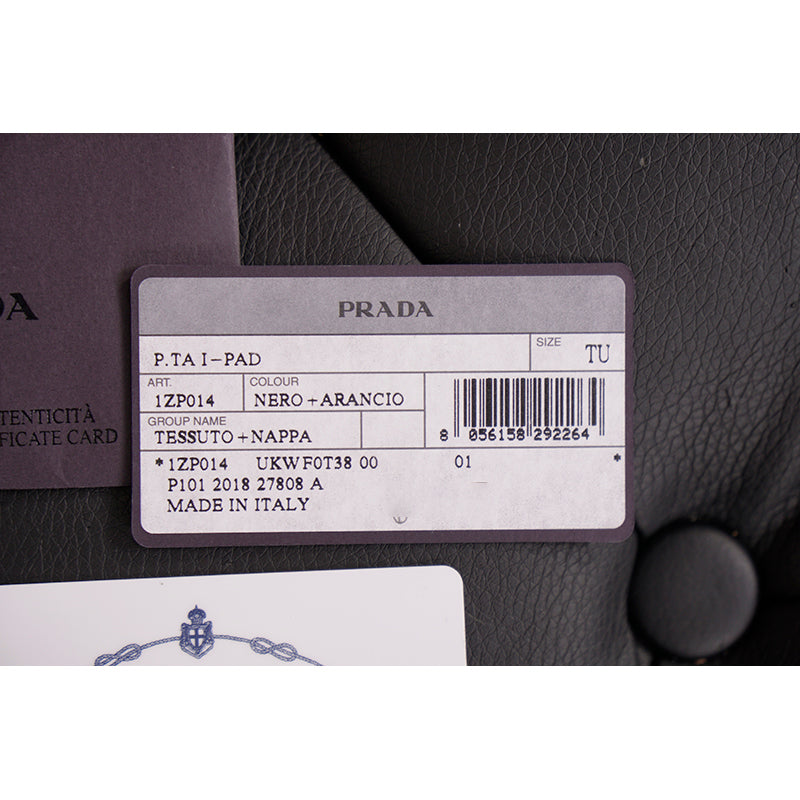 NEW $750 PRADA MEN Black Nylon SPORTY ORANGE Leather PADDED TECH Travel BAG NWT
