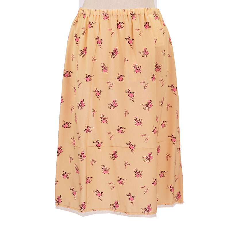 SZ 44 NEW $890 MIU MIU VINTAGE 2013 Orange Floral Print Silk LACE TRIM HEM SKIRT