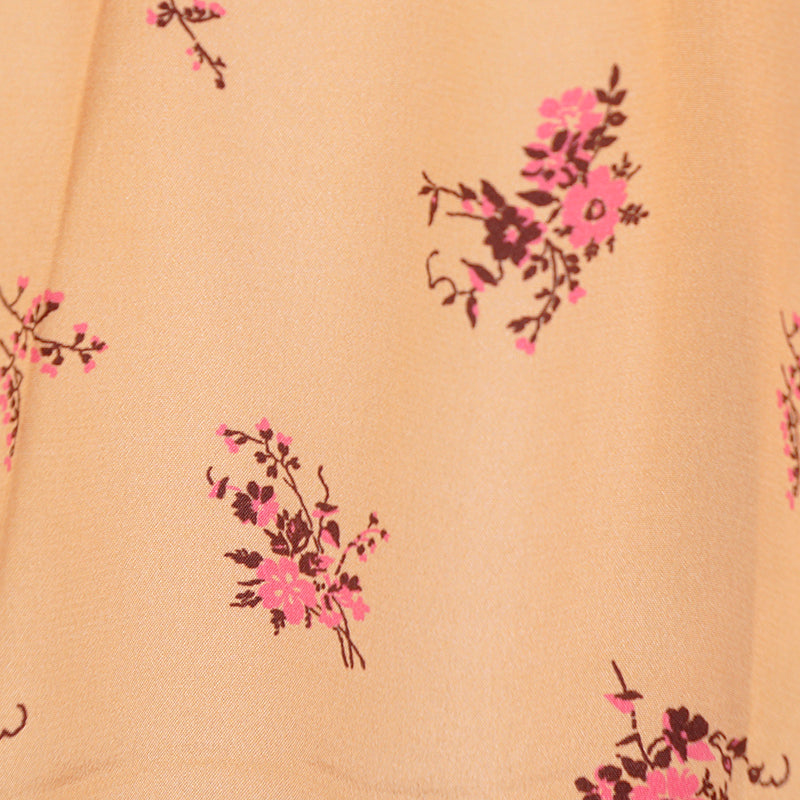 SZ 44 NEW $890 MIU MIU VINTAGE 2013 Orange Floral Print Silk LACE TRIM HEM SKIRT