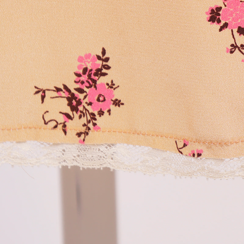 SZ 44 NEW $890 MIU MIU VINTAGE 2013 Orange Floral Print Silk LACE TRIM HEM SKIRT