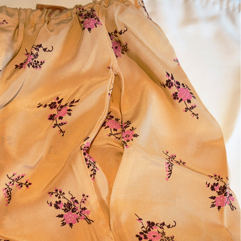 SZ 44 NEW $890 MIU MIU VINTAGE 2013 Orange Floral Print Silk LACE TRIM HEM SKIRT