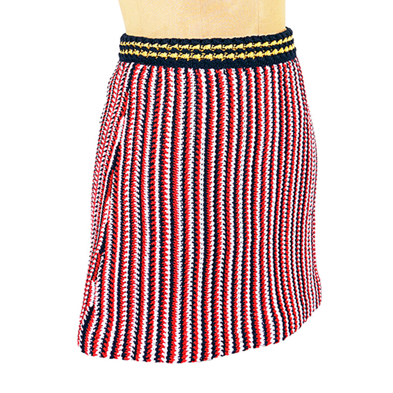 sz 38 NEW $1,790 MIU MIU Red White Blue CROCHET KNIT Cute SPRING SUMMER SKIRT XS