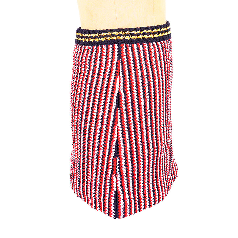 sz 38 NEW $1,790 MIU MIU Red White Blue CROCHET KNIT Cute SPRING SUMMER SKIRT XS