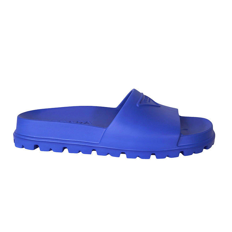37/38 NEW $525 PRADA Women's EVA Rubber Triangle Logo Lug Sole 20mm SLIDE SANDALS