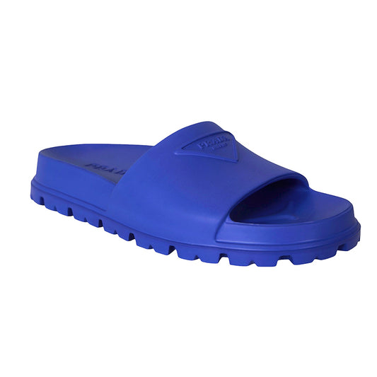 37/38 NEW $525 PRADA Women's EVA Rubber Triangle Logo Lug Sole 20mm SLIDE SANDALS