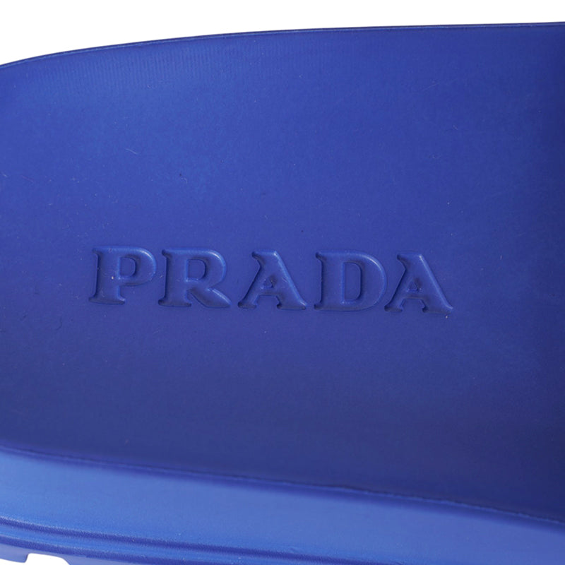 37/38 NEW $525 PRADA Women's EVA Rubber Triangle Logo Lug Sole 20mm SLIDE SANDALS