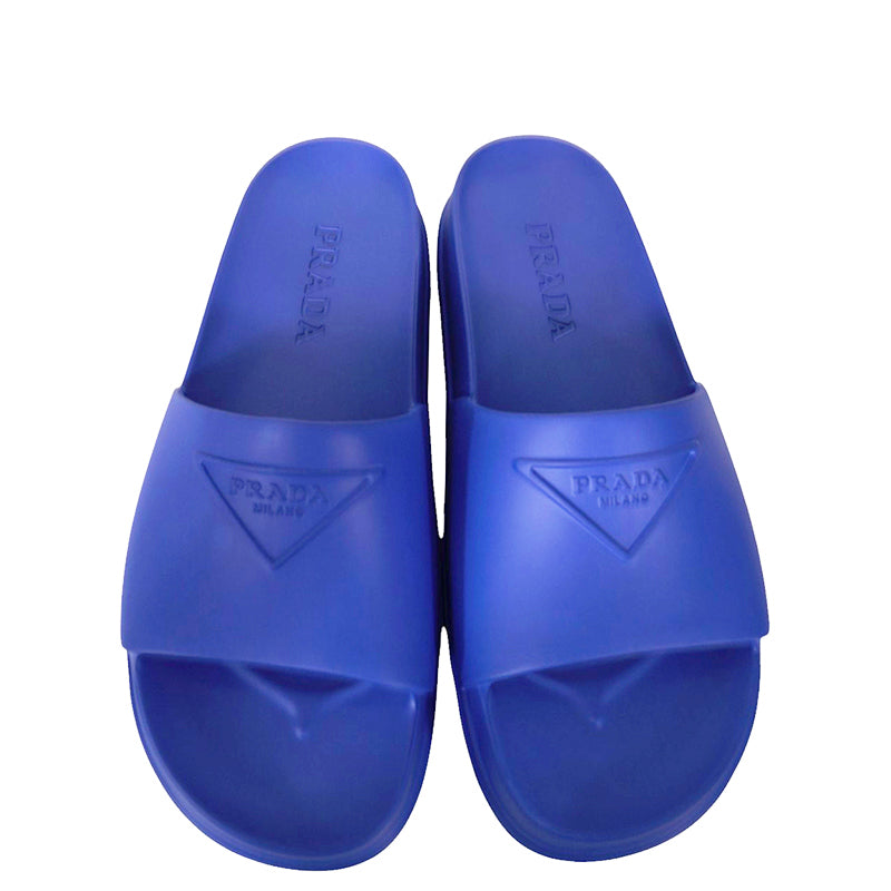 37/38 NEW $525 PRADA Women's EVA Rubber Triangle Logo Lug Sole 20mm SLIDE SANDALS