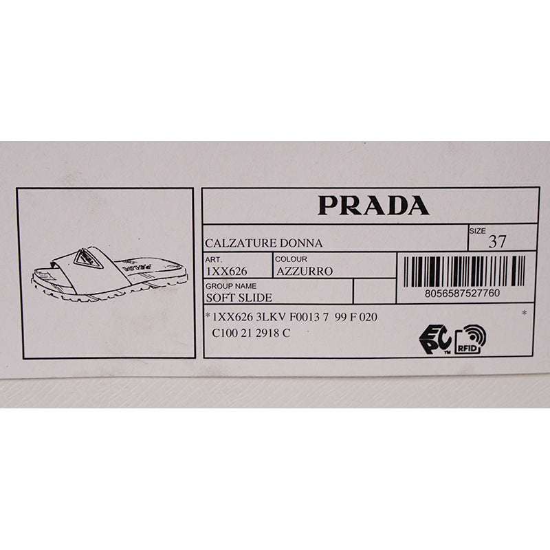 37/38 NEW $525 PRADA Women's EVA Rubber Triangle Logo Lug Sole 20mm SLIDE SANDALS