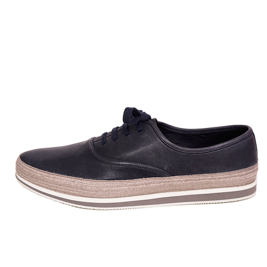 UK 11.5 US 12.5 NEW $790 PRADA Aged Leather ESPADRILLE HYBRID Line A SNEAKERS