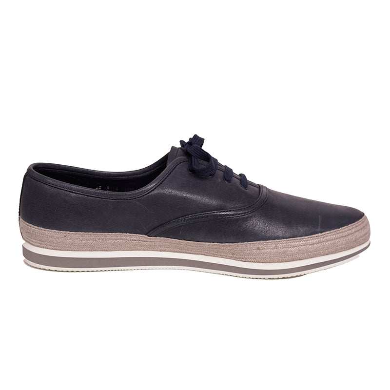 UK 11.5 US 12.5 NEW $790 PRADA Aged Leather ESPADRILLE HYBRID Line A SNEAKERS