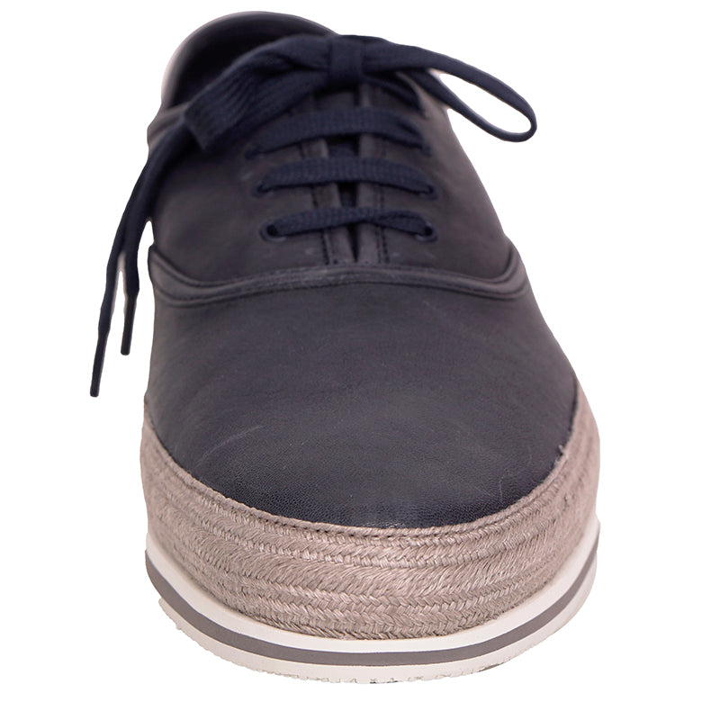 UK 11.5 US 12.5 NEW $790 PRADA Aged Leather ESPADRILLE HYBRID Line A SNEAKERS