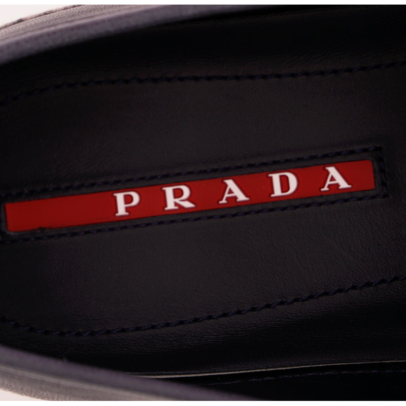 UK 11.5 US 12.5 NEW $790 PRADA Aged Leather ESPADRILLE HYBRID Line A SNEAKERS