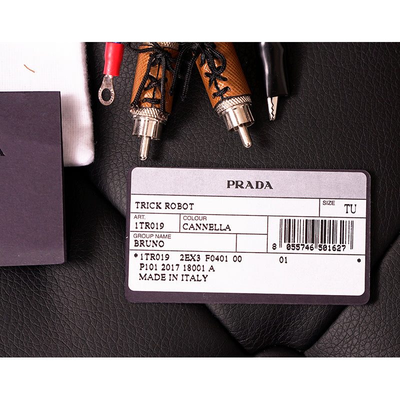 NEW PRADA $595 BRUNO BEAR ROBOT Saffiano Leather METAL Keyring Trick BAG CHARM