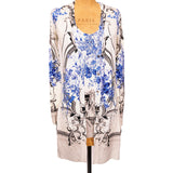 44/46 NEW $2K ROBERTO CAVALLI Ivory FLORAL BAROQUE CARDIGAN & TOP Knit TWIN SET