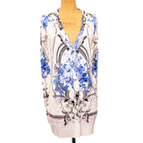 44/46 NEW $2K ROBERTO CAVALLI Ivory FLORAL BAROQUE CARDIGAN & TOP Knit TWIN SET