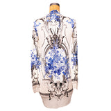 44/46 NEW $2K ROBERTO CAVALLI Ivory FLORAL BAROQUE CARDIGAN & TOP Knit TWIN SET