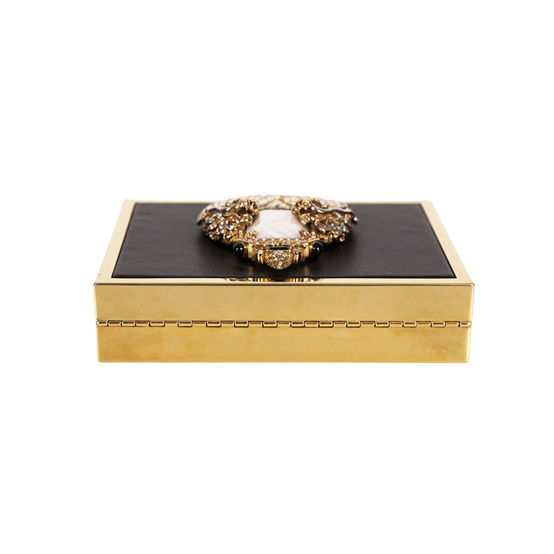 VINTAGE $2495 ROBERTO CAVALLI Leather JEWELED DRAGON Minaudière BOX CLUTCH BAG