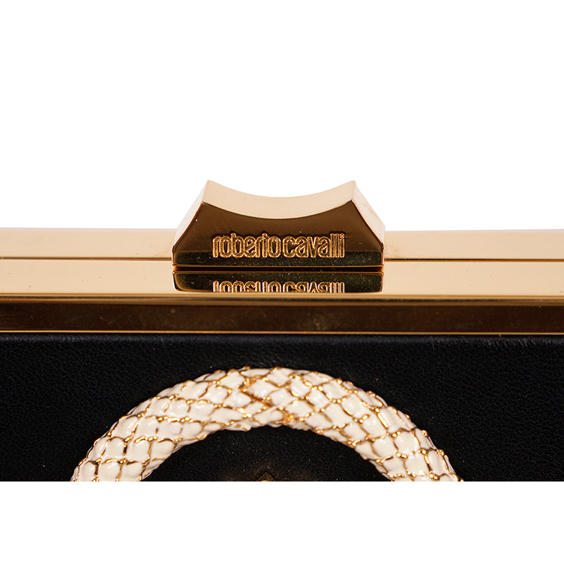 VINTAGE $2495 ROBERTO CAVALLI Leather JEWELED DRAGON Minaudière BOX CLUTCH BAG