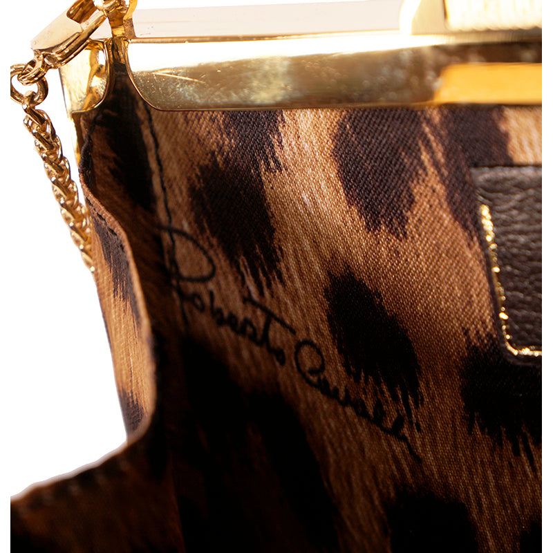VINTAGE $2495 ROBERTO CAVALLI Leather JEWELED DRAGON Minaudière BOX CLUTCH BAG