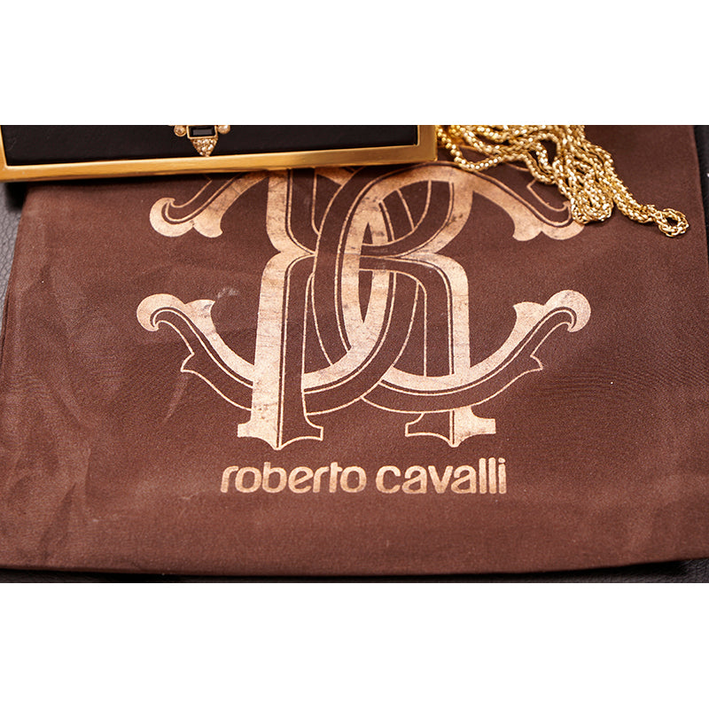 VINTAGE $2495 ROBERTO CAVALLI Leather JEWELED DRAGON Minaudière BOX CLUTCH BAG