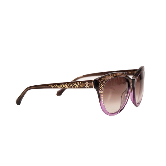 NEW $345 ROBERTO CAVALLI Purple GOLD RC LOGO LEOPARD Oversize Cat Eye SUNGLASSES