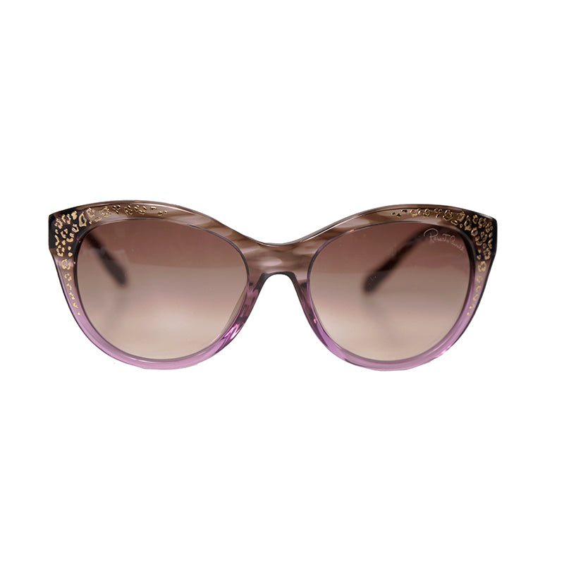 NEW $345 ROBERTO CAVALLI Purple GOLD RC LOGO LEOPARD Oversize Cat Eye SUNGLASSES