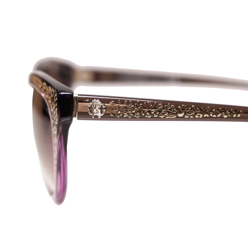 NEW $345 ROBERTO CAVALLI Purple GOLD RC LOGO LEOPARD Oversize Cat Eye SUNGLASSES