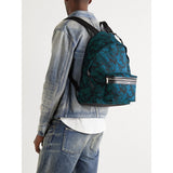 NEW $1150 SAINT LAURENT Turquoise TROPICAL PALM FLORAL Canvas CITY BACKPACK Bag