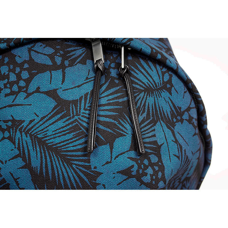 NEW $1150 SAINT LAURENT Blue & Black TROPICAL PALM Canvas Leather CITY BACKPACK
