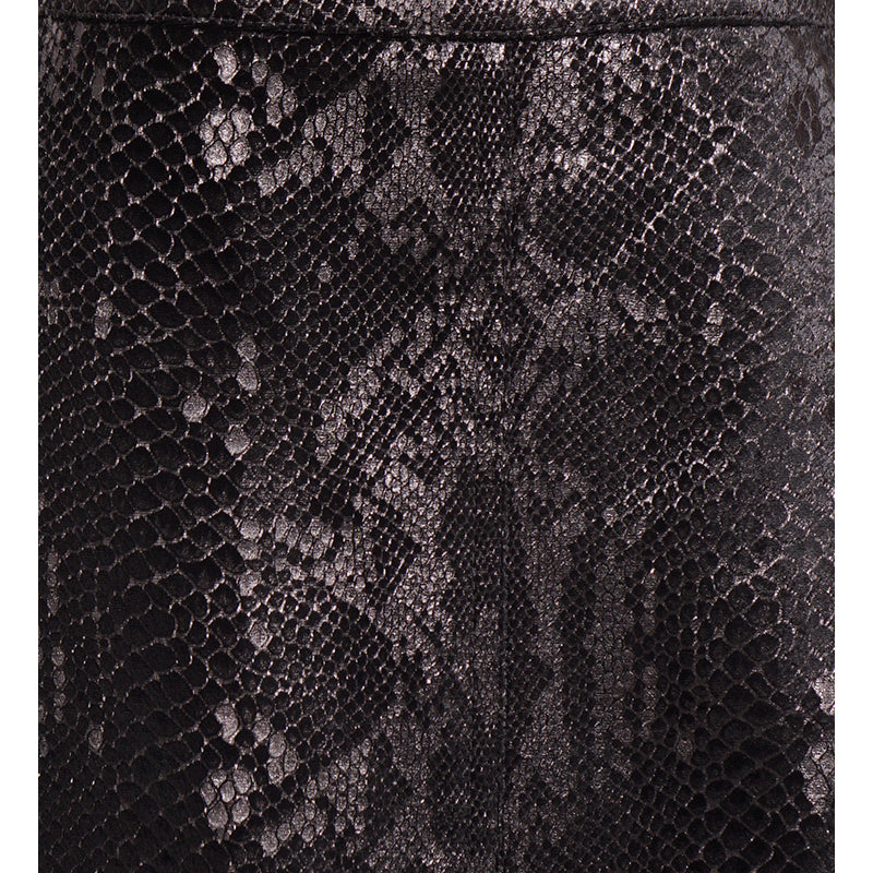 36 XS NEW $1,690 SAINT LAURENT Black Silk Blend SNAKESKIN PRINT A-Frame SKIRT