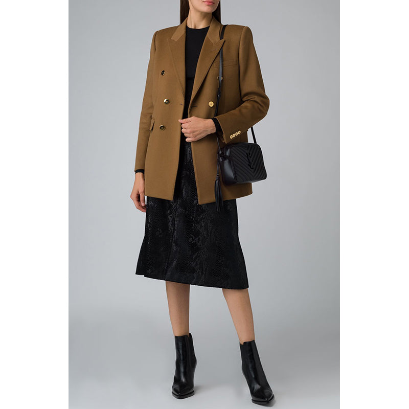 36 XS NEW $1,690 SAINT LAURENT Black Silk Blend SNAKESKIN PRINT A-Frame SKIRT