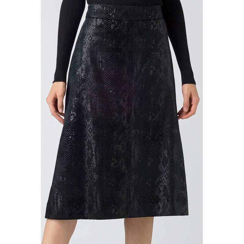 36 XS NEW $1,690 SAINT LAURENT Black Silk Blend SNAKESKIN PRINT A-Frame SKIRT