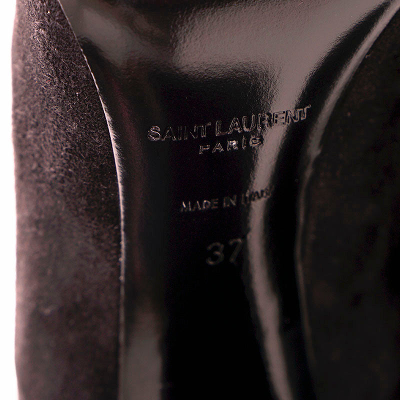 37 & 38 NEW $1,995 SAINT LAURENT Black Suede Caged Cut-out Knee Joplin 105 KNEE BOOTS