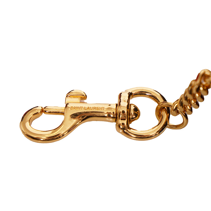 NEW $575 SAINT LAURENT Black TWEED & LEATHER YSL Keyring Jamie CUBE BAG CHARM