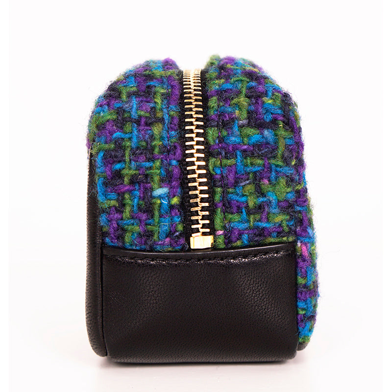 NEW $575 SAINT LAURENT Blue TWEED & LEATHER YSL Keyring Jamie CUBE BAG CHARM