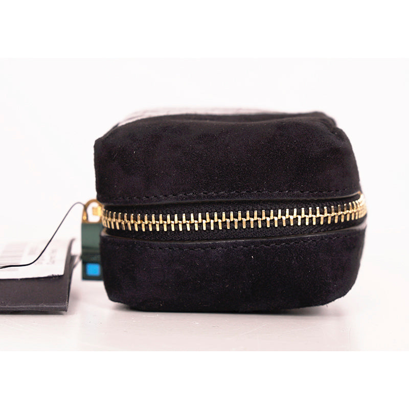 NEW $575 SAINT LAURENT Black CROC LEATHER Suede YSL Keyring Jamie CUBE BAG CHARM