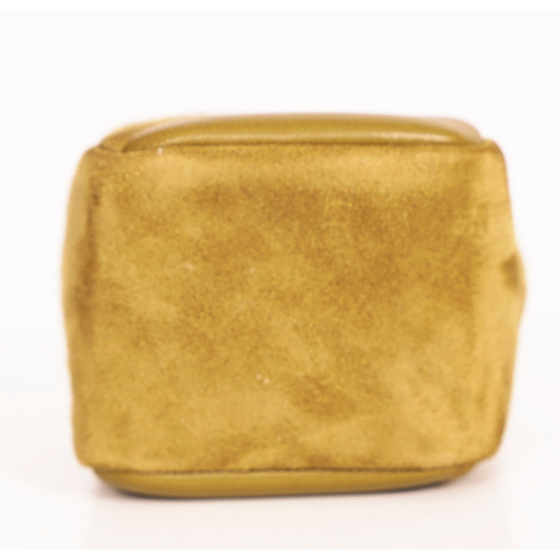 NEW $575 SAINT LAURENT Khaki Tan LEATHER Suede YSL Keyring Jamie CUBE BAG CHARM