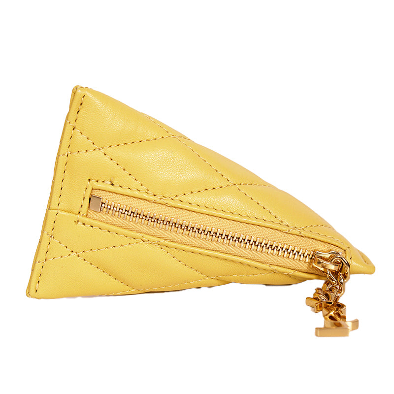 NEW $395 SAINT LAURENT Sunflower Yellow Quilted Leather Berlingo BAG CHARM KEY