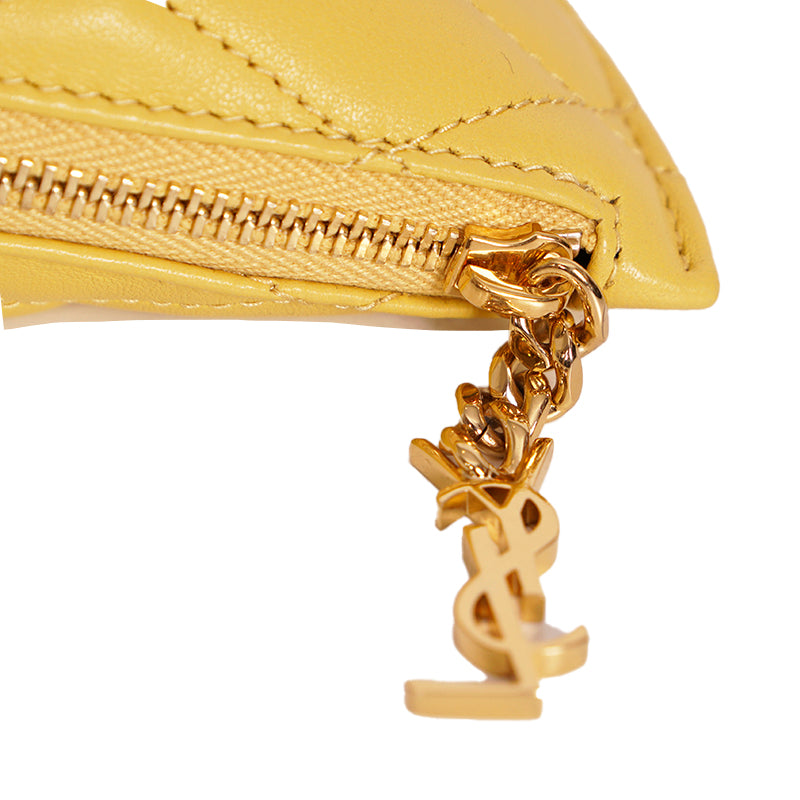 NEW $395 SAINT LAURENT Sunflower Yellow Quilted Leather Berlingo BAG CHARM KEY