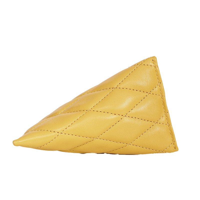NEW $395 SAINT LAURENT Sunflower Yellow Quilted Leather Berlingo BAG CHARM KEY
