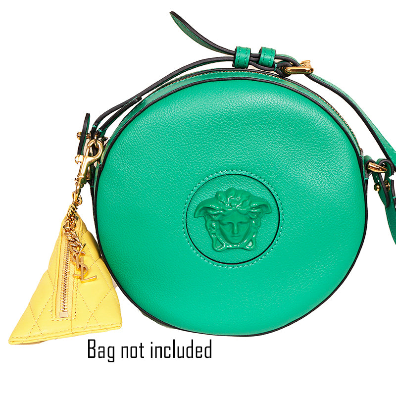 NEW $395 SAINT LAURENT Sunflower Yellow Quilted Leather Berlingo BAG CHARM KEY