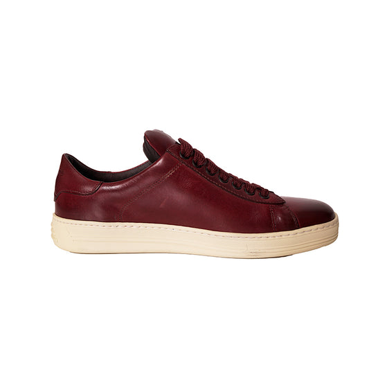 37 NEW TOM FORD RETIRED Woman's Burgundy Shaded Leather Low-Top RUSSEL SNEAKERS